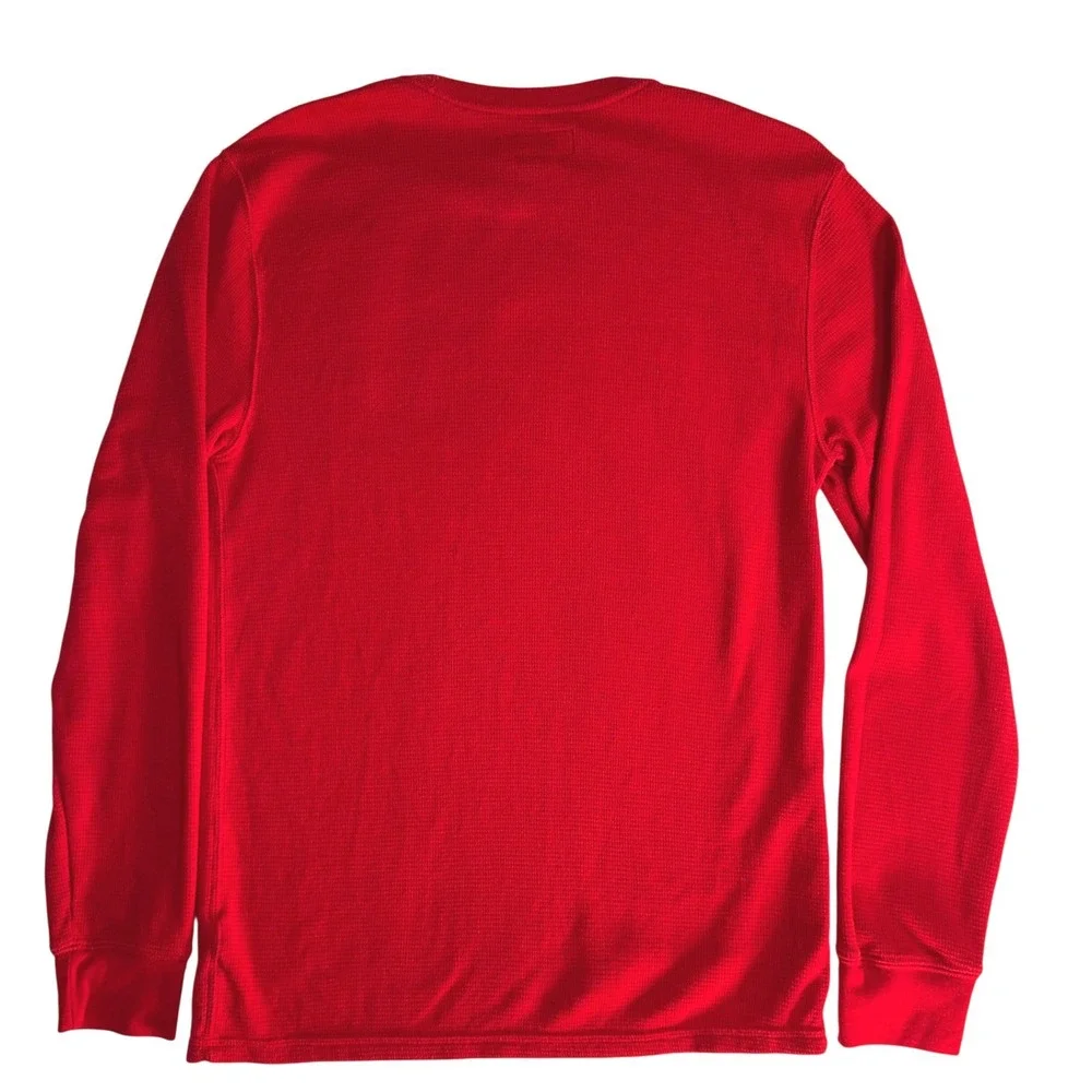 Polo Ralph Lauren Mens Red Waffle Knit Polo Bear Sleepwear Thermal Shirt Medium